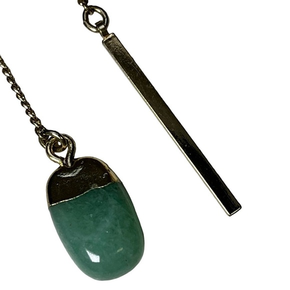 J Crew Green Polished Stone Gold Necklace - Picture 1 of 8